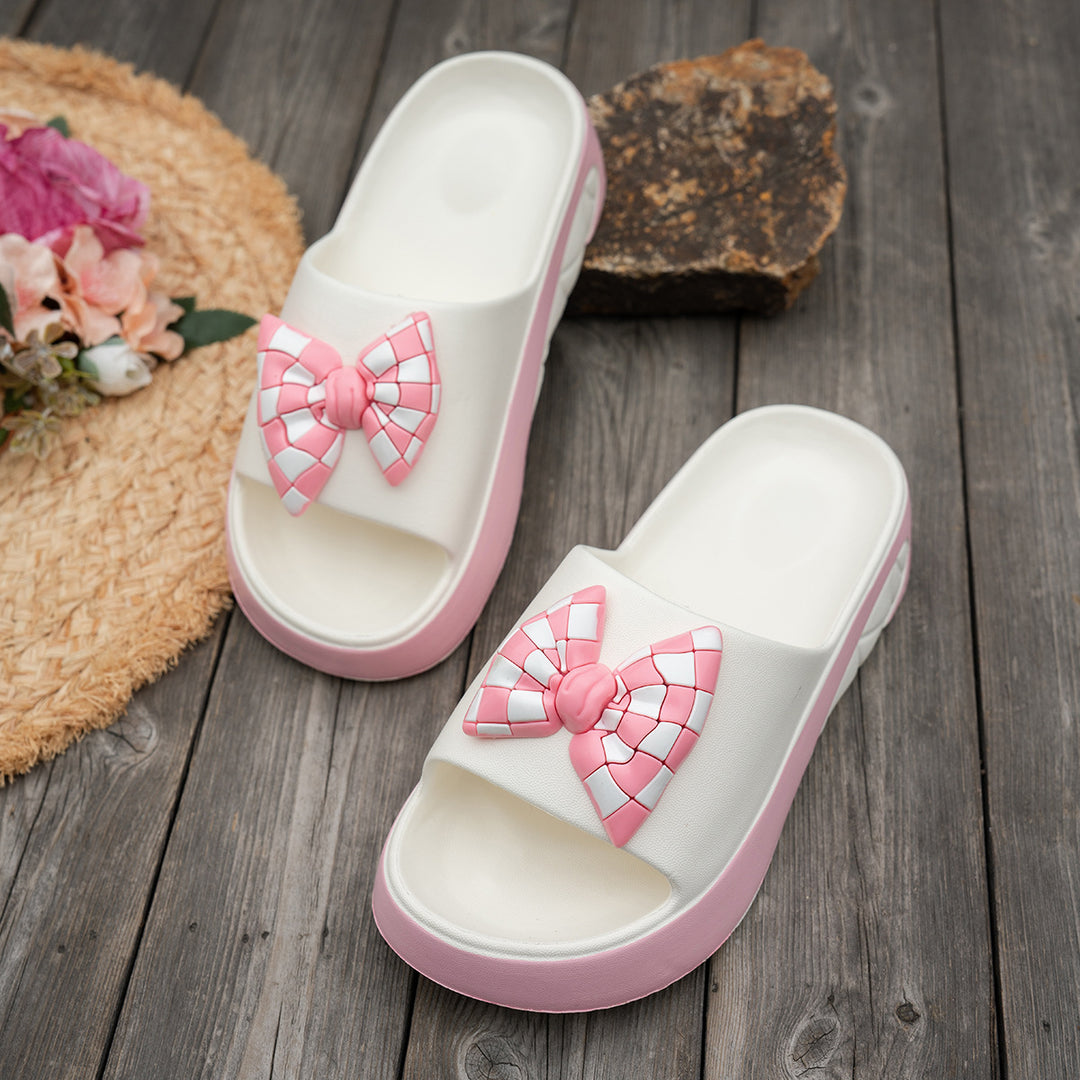 Bow Platform Slide Sandals
