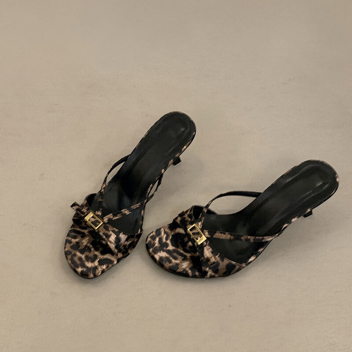 SUNKISSEDSTEP Women’s WildMuse Leopard Kitten Heel Sandals