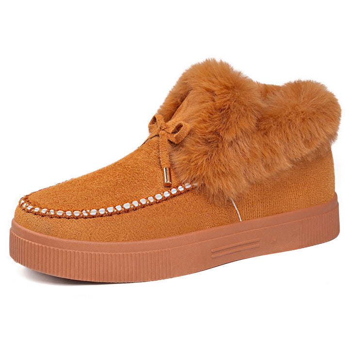 SUNKISSEDSTEP Women’s Plush-Collar Suede Platform Snow Boots