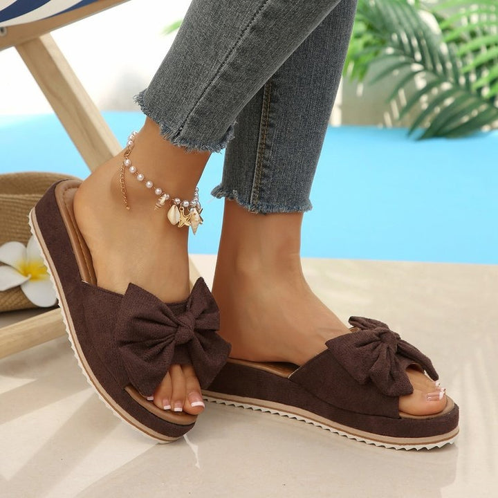 SUNKISSEDSTEP Women’s Bow Comfort Wedge Slides (US 5.5–9.5)