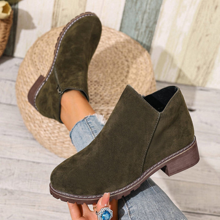SUNKISSEDSTEP Women’s Suede Low Block Heel Ankle Boots
