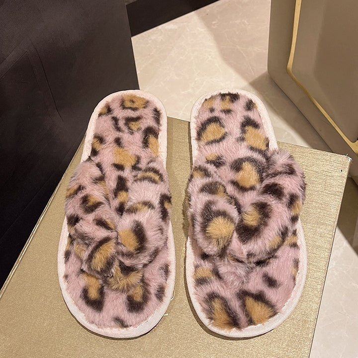 Plush Faux Fur Flip-Flop Slippers