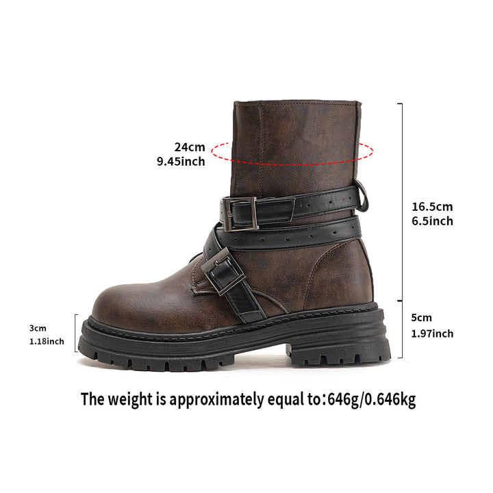 SUNKISSEDSTEP Women’s Buckled Platform Chelsea Ankle Boots