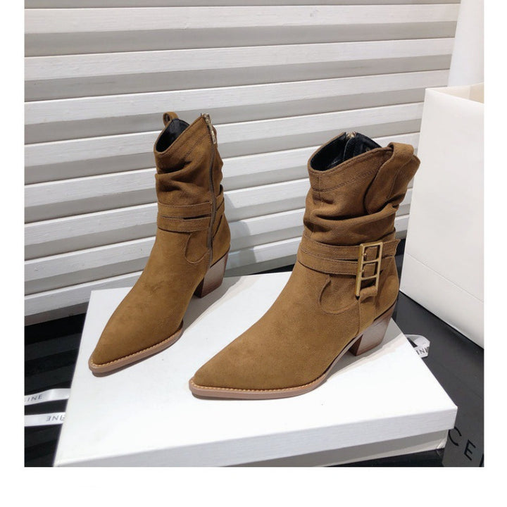 Suede Western Ankle Boots
