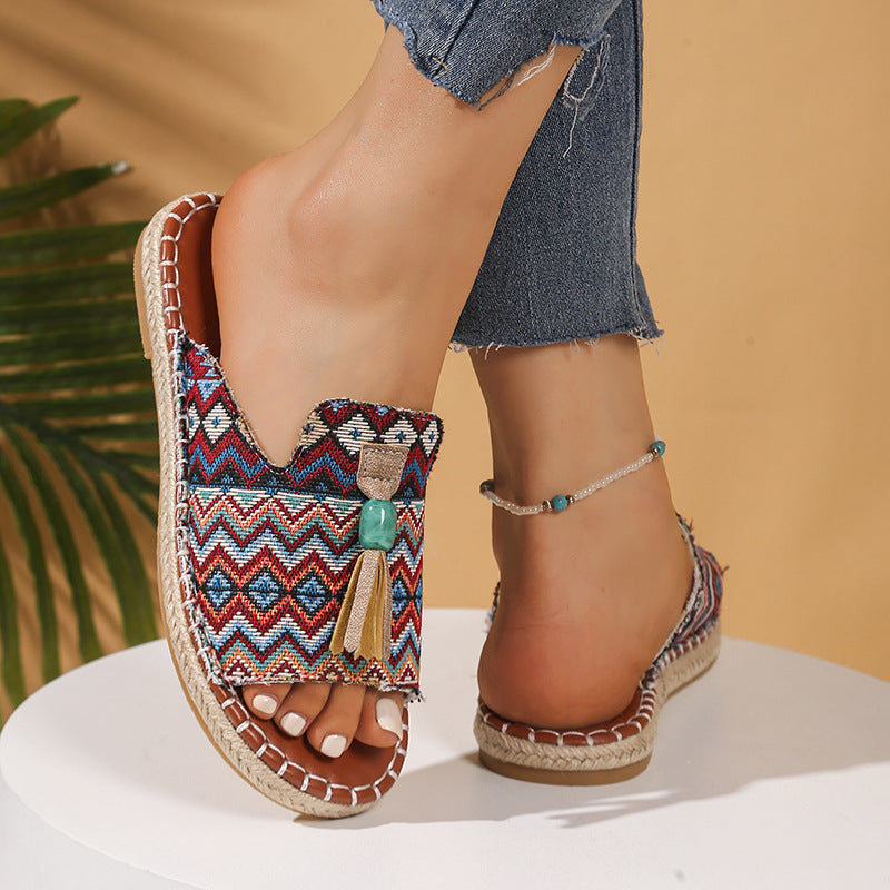 Bohemian Tassel Flat Sandals