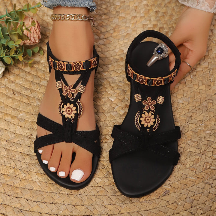 Bohemian Elastic Strap Flat Sandals