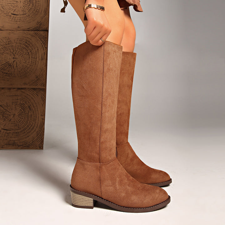 SUNKISSEDSTEP Women’s Classic Suede Knee-High Block Heel Boots