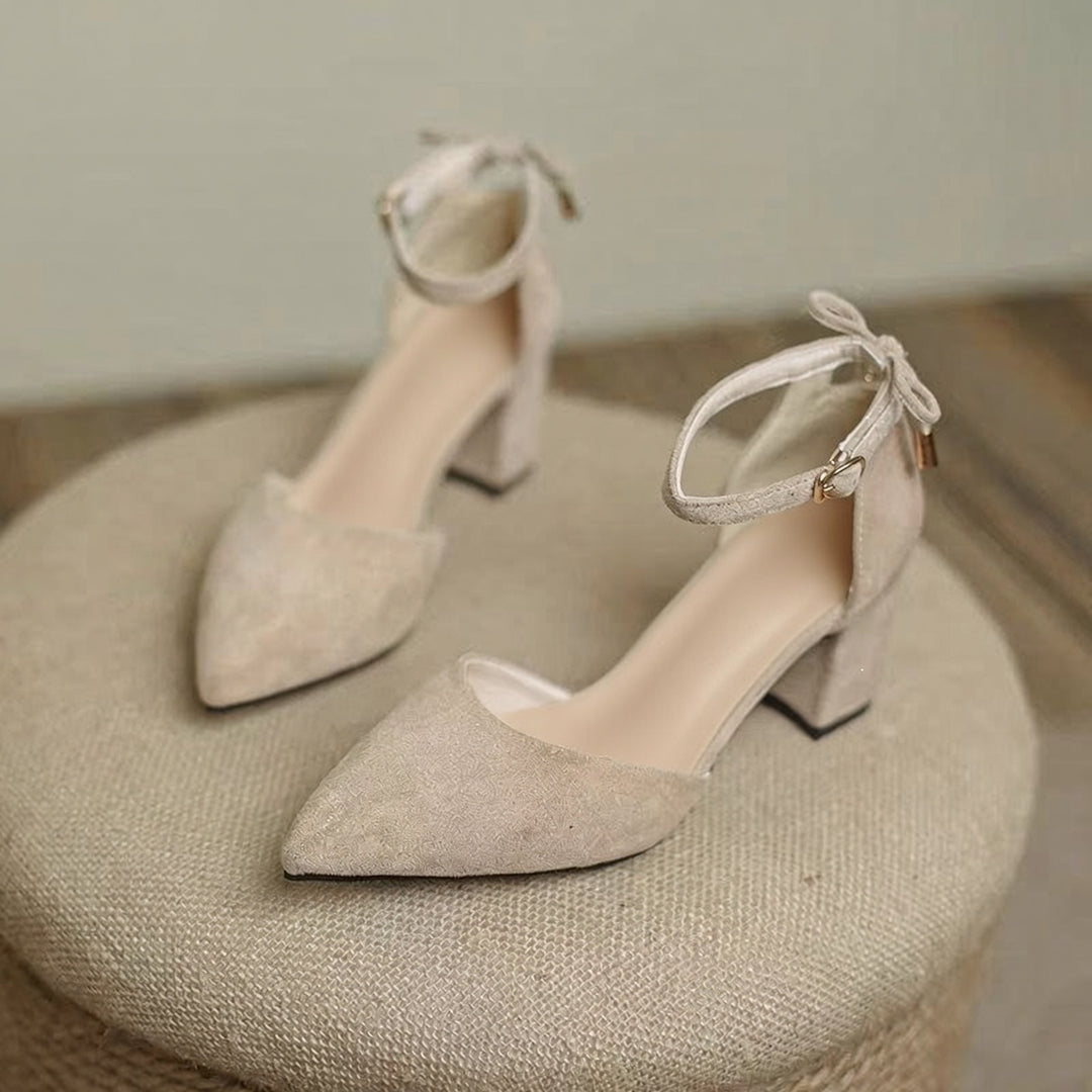SUNKISSEDSTEP Women’s Bow Detail Closed-Toe Block Heel Sandals