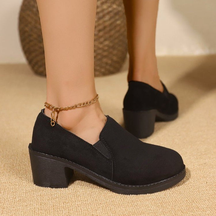 Suede Block Heel Loafers