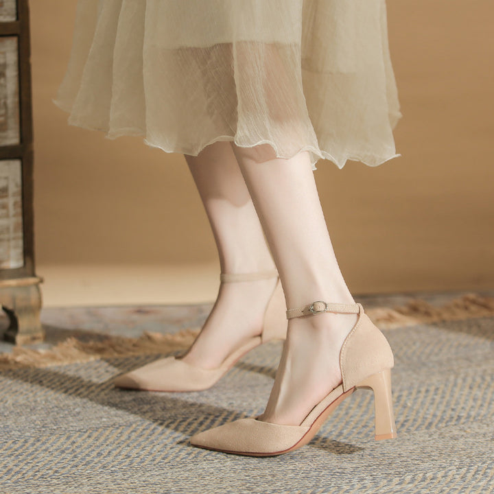 SUNKISSEDSTEP Women’s Elegant Pointed-Toe Block Heel Pumps (US 5–8)