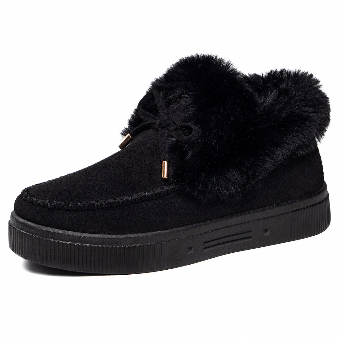 SUNKISSEDSTEP Women’s Plush-Collar Suede Platform Snow Boots