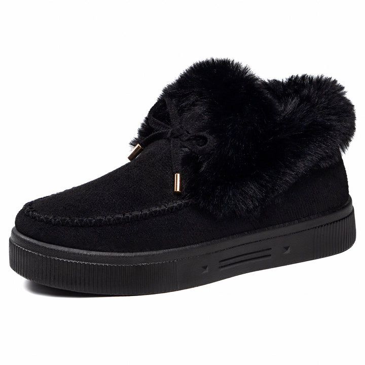 SUNKISSEDSTEP Women’s Plush-Collar Suede Platform Snow Boots