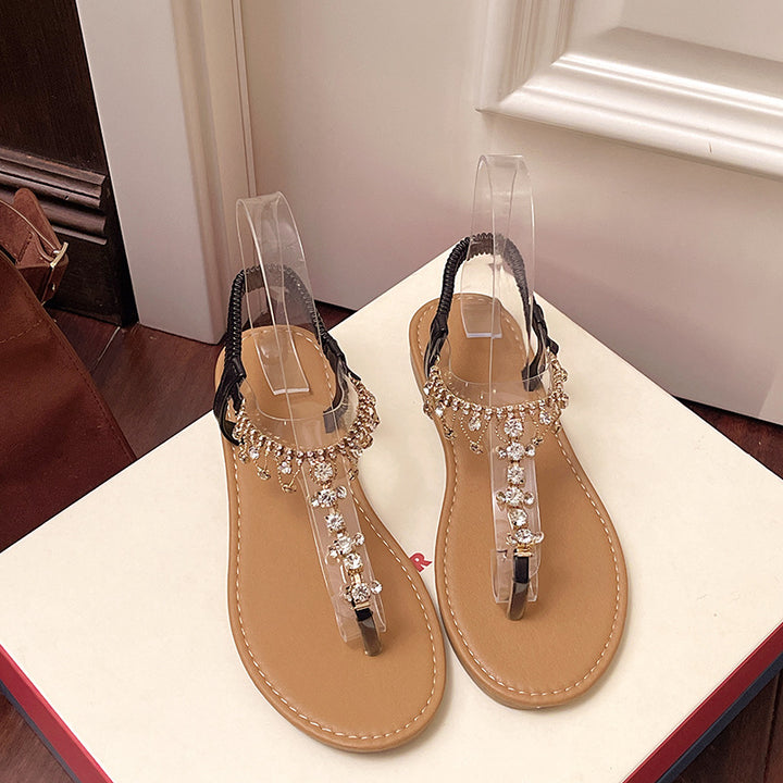 Crystal Charm Thong Sandals