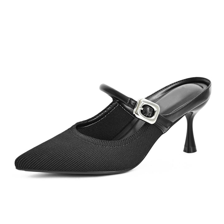 Pointed Toe Kitten Heel Mules