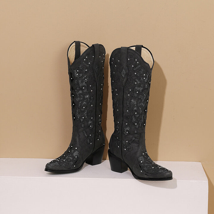 Crystal Embroidered Western Boots