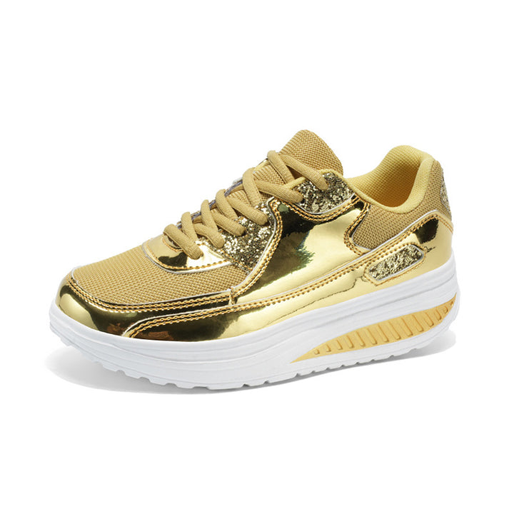 SUNKISSEDSTEP Women’s Metallic Platform Running Sneakers