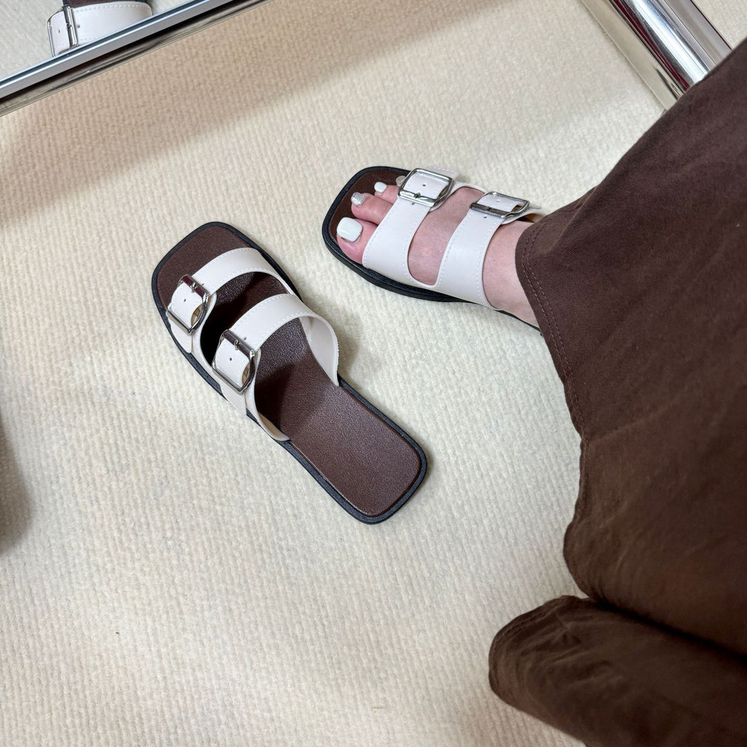 Retro Double Strap Slide Sandals