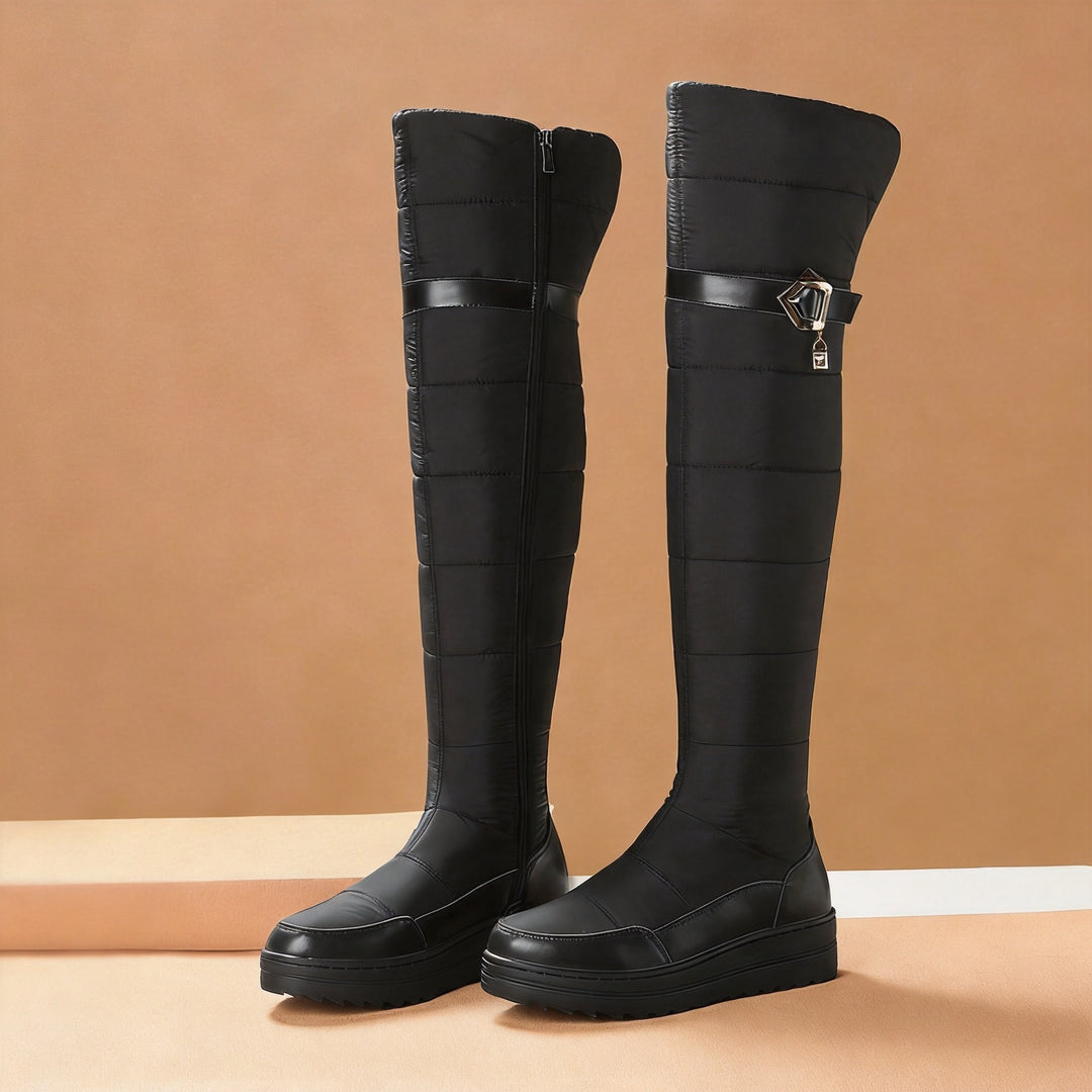 SUNKISSEDSTEP Women’s Waterproof Quilted Over-the-Knee Snow Boots