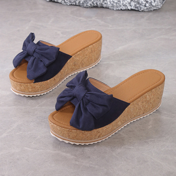 SUNKISSEDSTEP Women’s Bella Bow Platform Slides