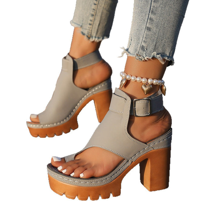 SUNKISSEDSTEP Women’s Peep-Toe Platform Block Heel Sandals (US 6–9.5)