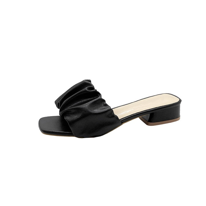 SUNKISSEDSTEP Women’s Ruched Square Toe Mule Heels