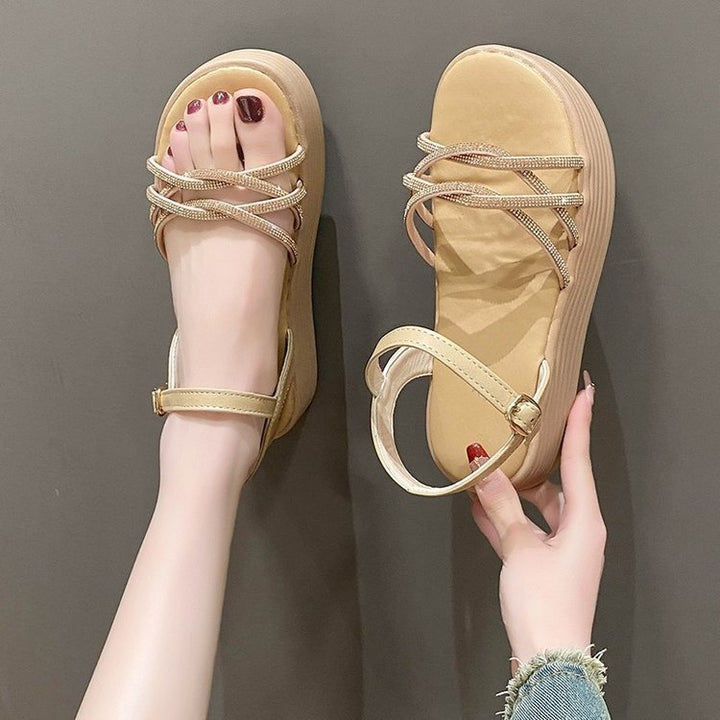 Rhinestone Platform Strap Sandals
