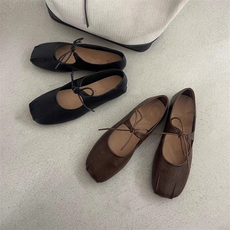 SUNKISSEDSTEP Women’s Tie Strap Ballet Mary Jane Flats
