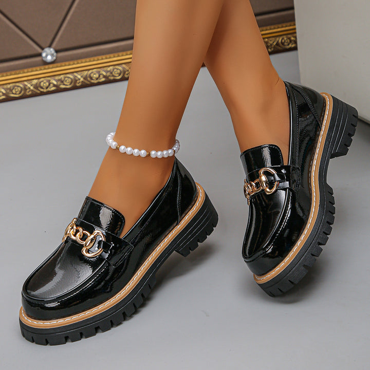 SUNKISSEDSTEP Women’s Patent Leather Platform Loafers