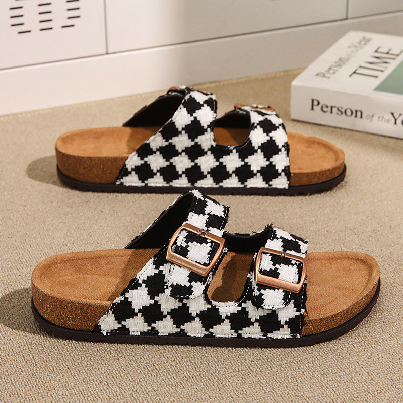 SUNKISSEDSTEP Women’s &amp; Men’s Coastal Cork Double-Buckle Slides (US 6–11)