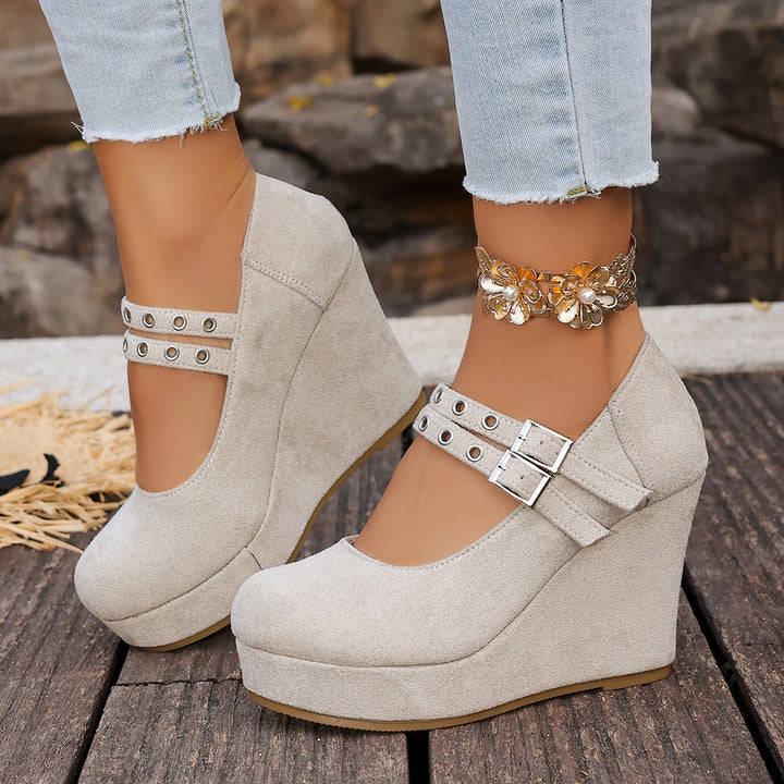 SUNKISSEDSTEP Women’s Buckle Wedge Platform Shoes