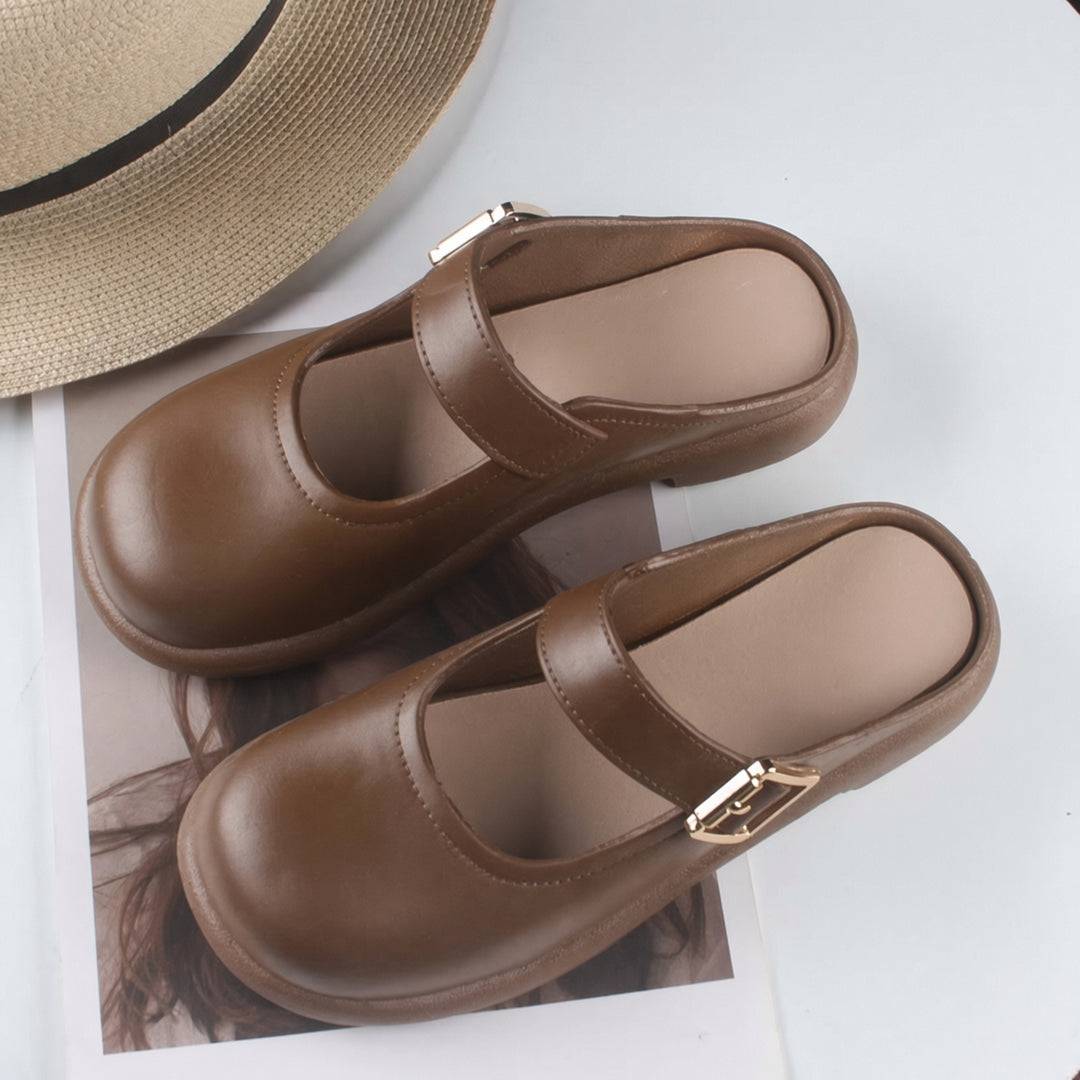 SUNKISSEDSTEP Women’s Buckle Strap Closed Toe Mule Sandals