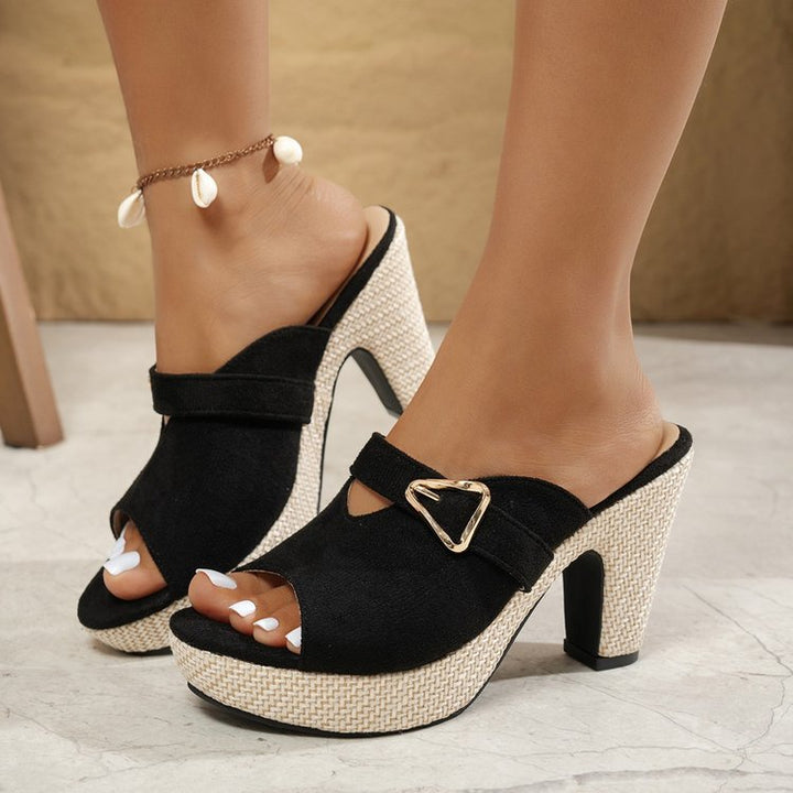 Platform Block Heel Mule Sandals