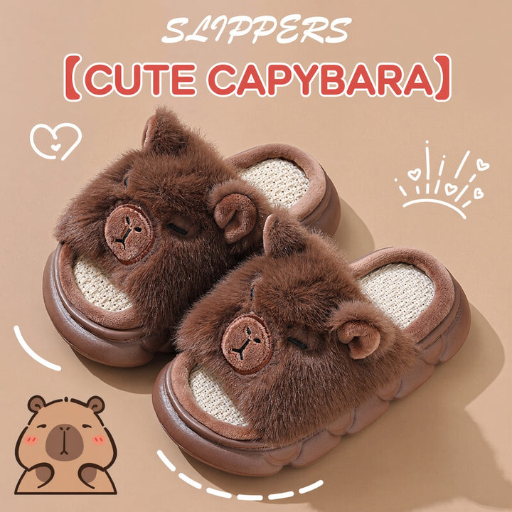 SUNKISSEDSTEP Women’s Capybara Plush Platform Slippers