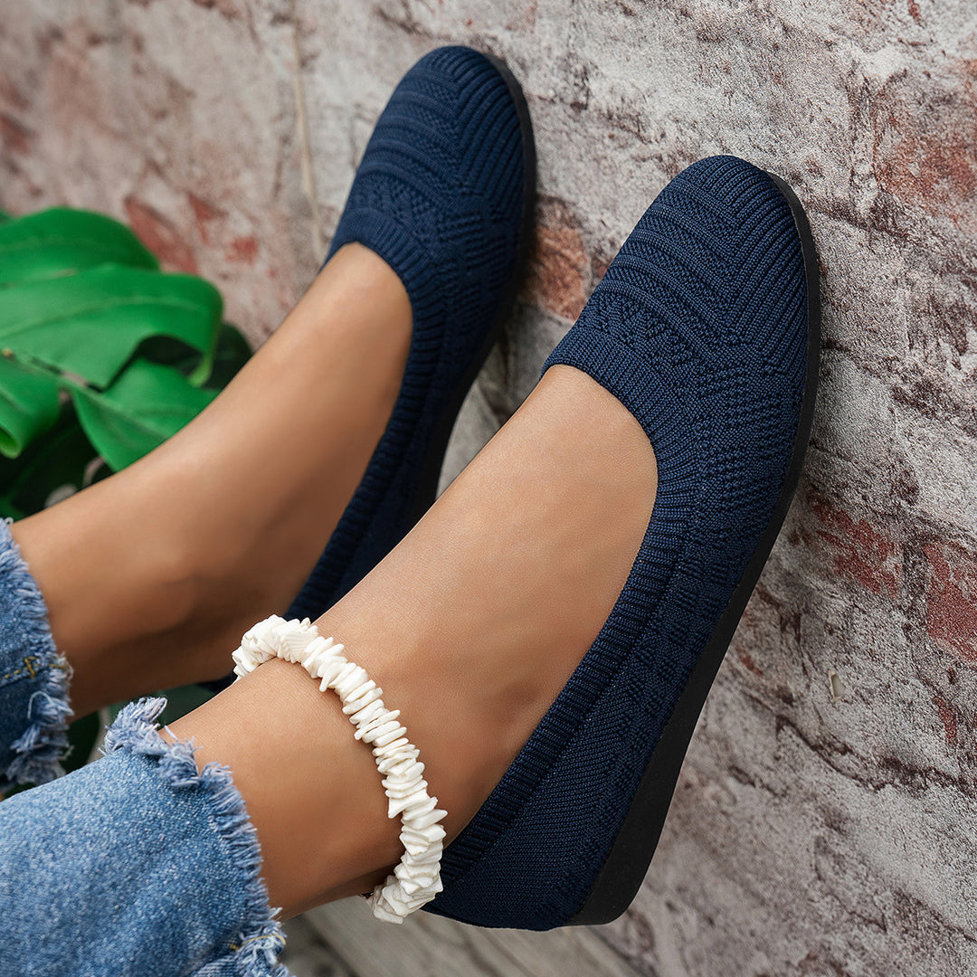 Breathable Knit Slip-On Flats