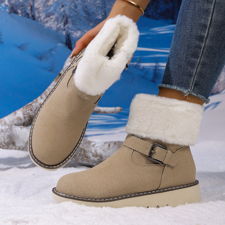 SUNKISSEDSTEP Women’s Buckle Plush-Lined Winter Snow Boots