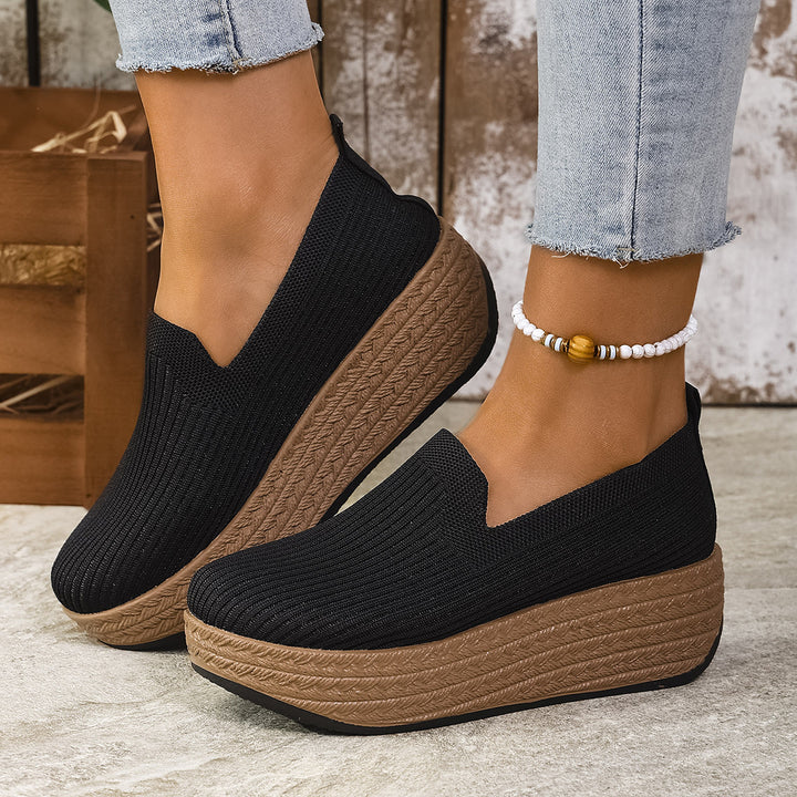 Knit Platform Slip-On Shoes
