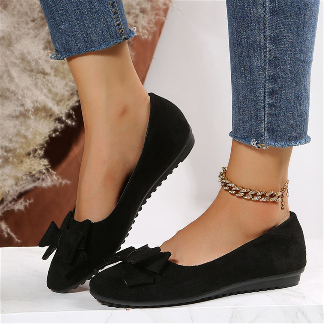 Suede Bow Soft Sole Flats