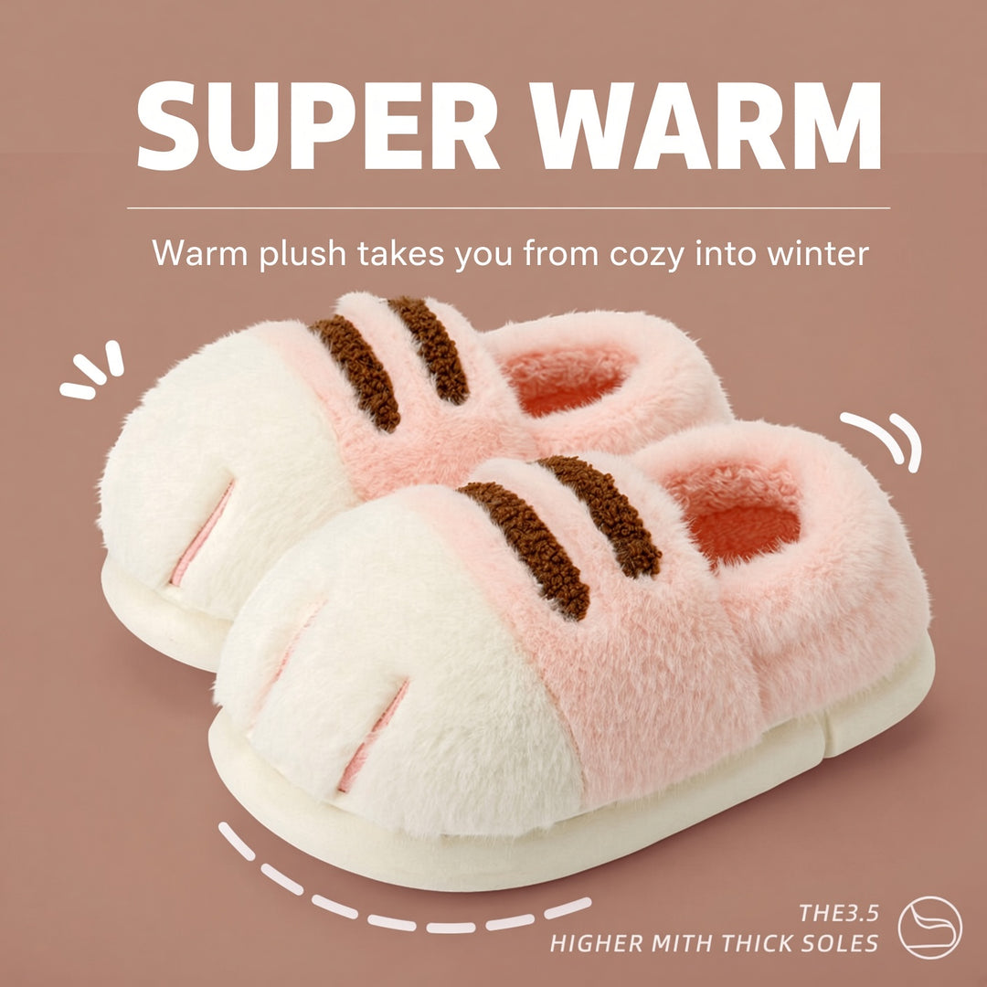 SUNKISSEDSTEP Women’s Cozy Cat Paw Plush Slippers