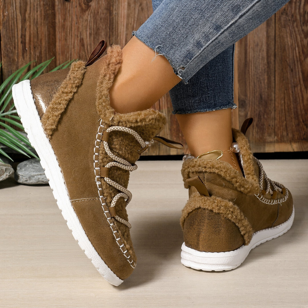 SUNKISSEDSTEP Women’s Cozy Mid-Calf Winter Boots – Warm Lined Lace-Up Snow Boots