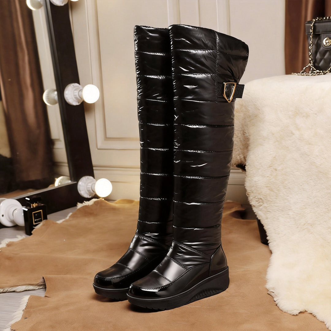 SUNKISSEDSTEP Women’s Waterproof Quilted Over-the-Knee Snow Boots