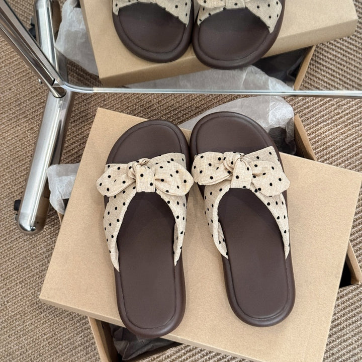 Polka Dot Bow Slide Sandals