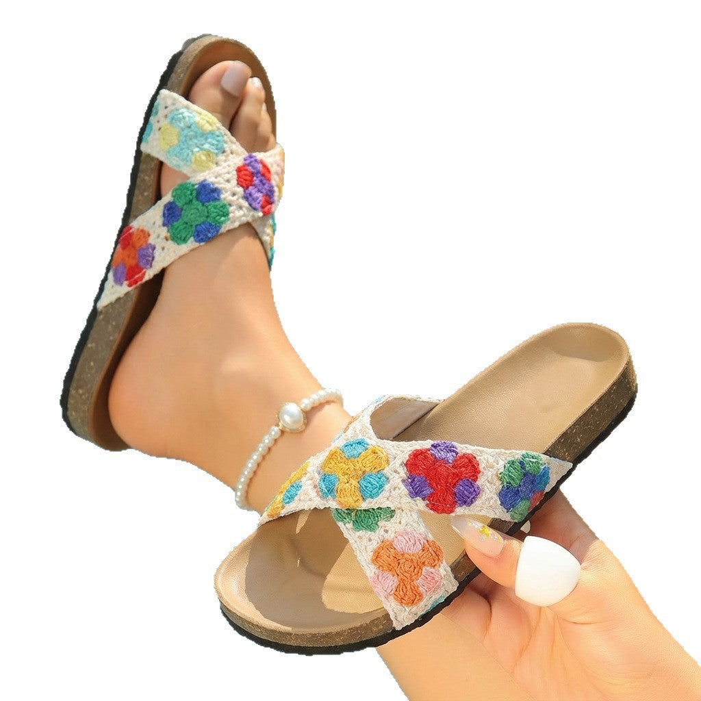 SUNKISSEDSTEP Women’s Bohemian Knit Toe-Loop Sandals (US 6–9.5)