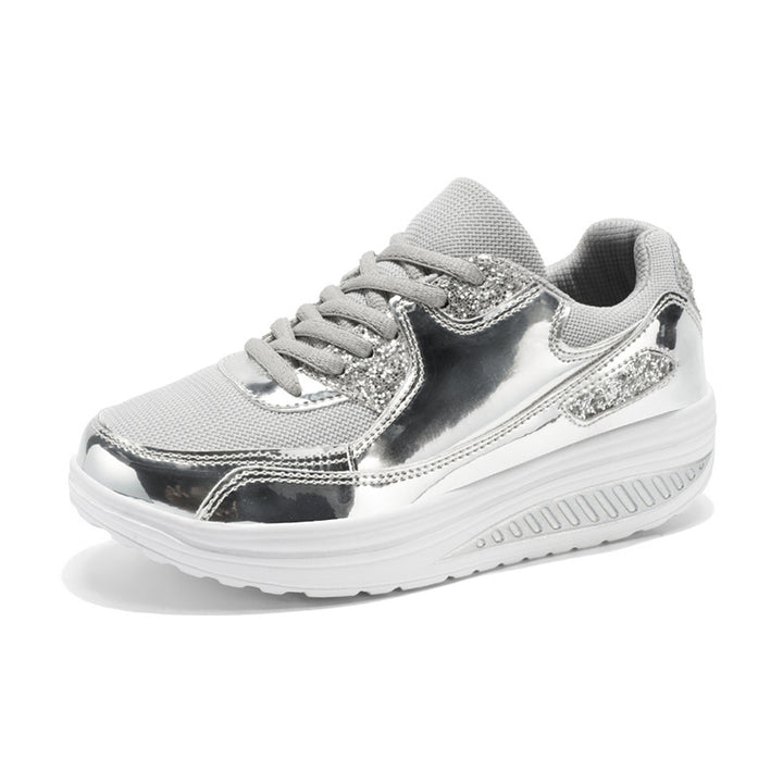 SUNKISSEDSTEP Women’s Metallic Platform Running Sneakers
