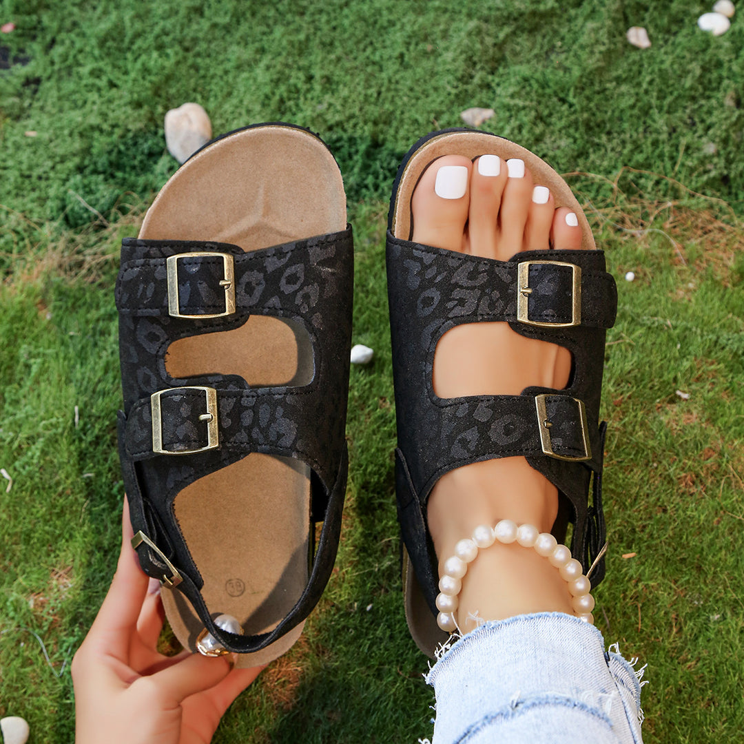 SUNKISSEDSTEP Women’s  Leopard Print Slide Sandals