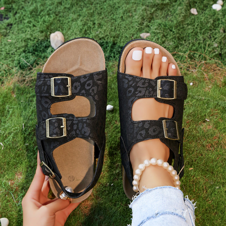 SUNKISSEDSTEP Women’s  Leopard Print Slide Sandals