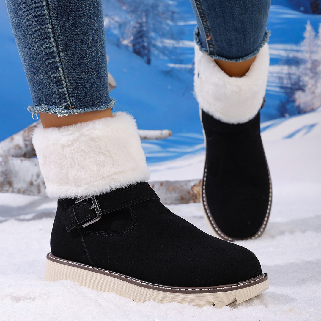 SUNKISSEDSTEP Women’s Buckle Plush-Lined Winter Snow Boots