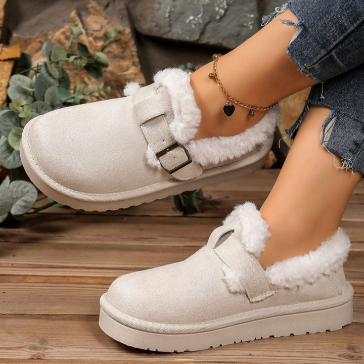 SUNKISSEDSTEP Women’s Buckle Plush Platform Snow Boots