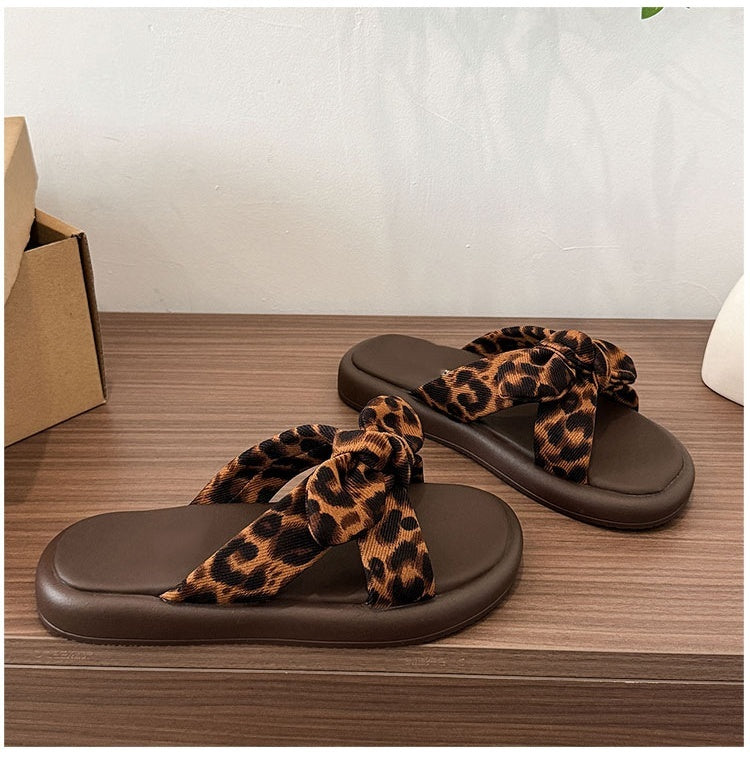 Polka Dot Bow Slide Sandals