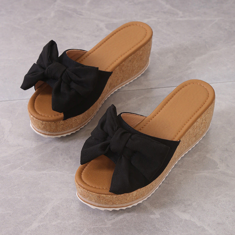SUNKISSEDSTEP Women’s Bella Bow Platform Slides