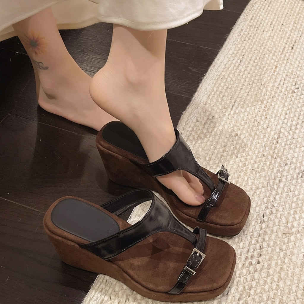 Wedge Platform Thong Sandals